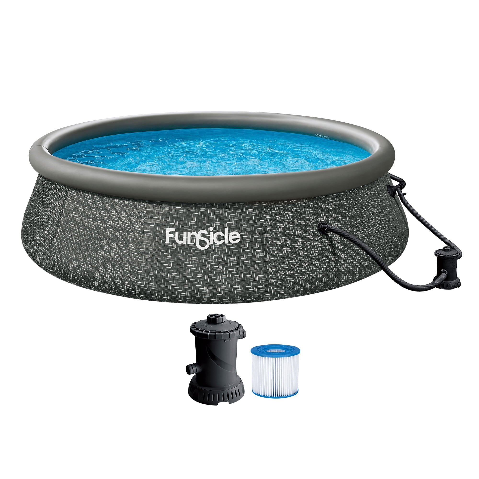 Funsicle Quickset 14’ x 36” Round Inflatable Top Ring Above Ground Swimming Pool Set