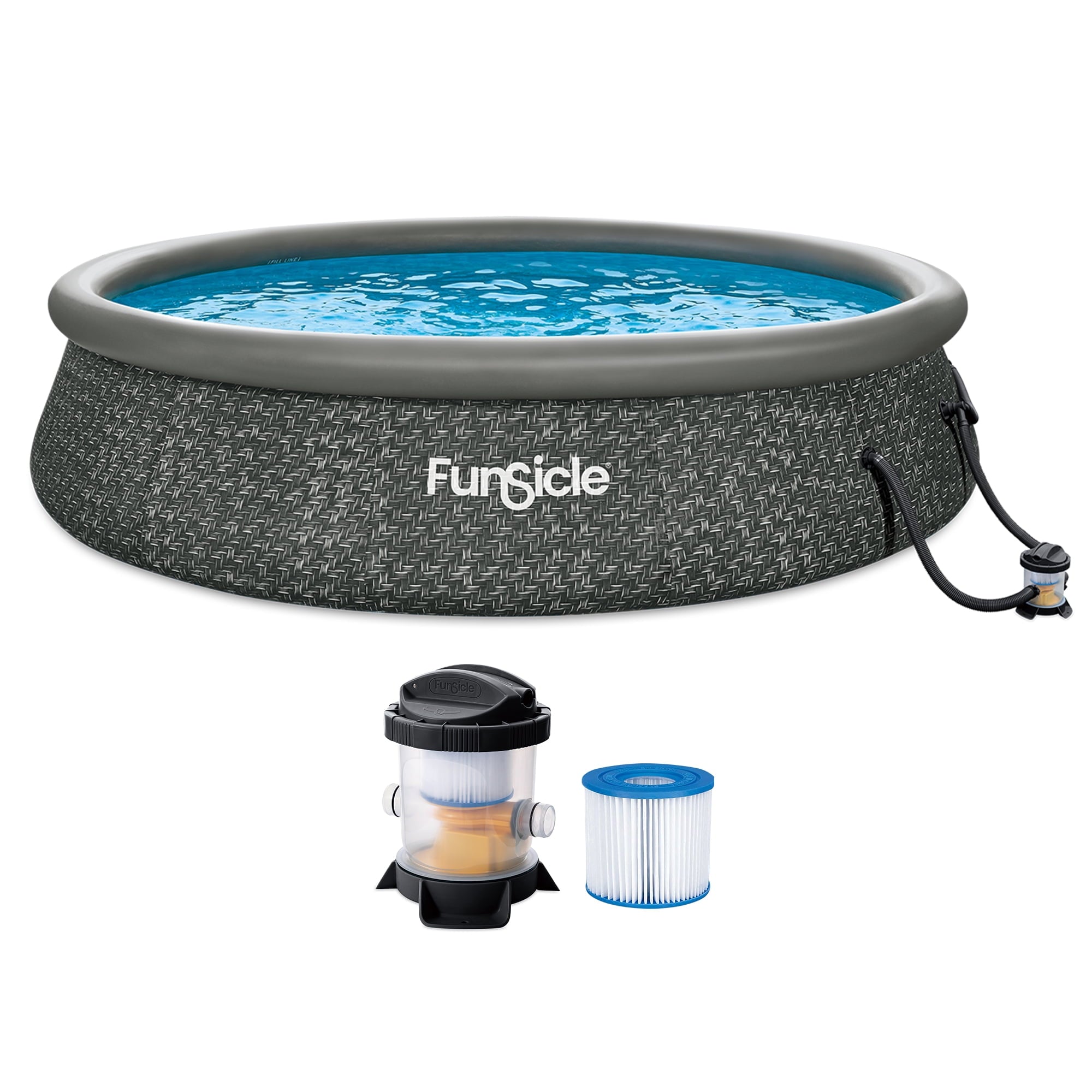 Funsicle Quickset 14’ x 36” Round Inflatable Top Ring Above Ground Swimming Pool Set
