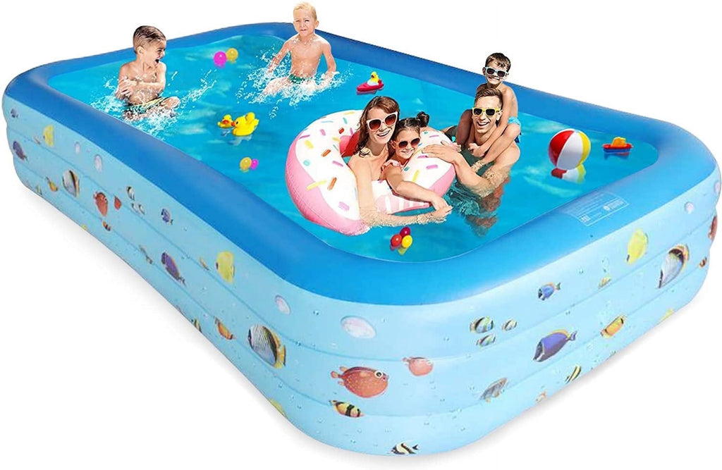 GVDV Inflatable Pool, Durable Thickened Blow up Kiddie Pool for Kids, Toddlers and Adults, BPA-Free Family Swimming Pool, 6.9 x 5 x 1.8 ft, Blue
