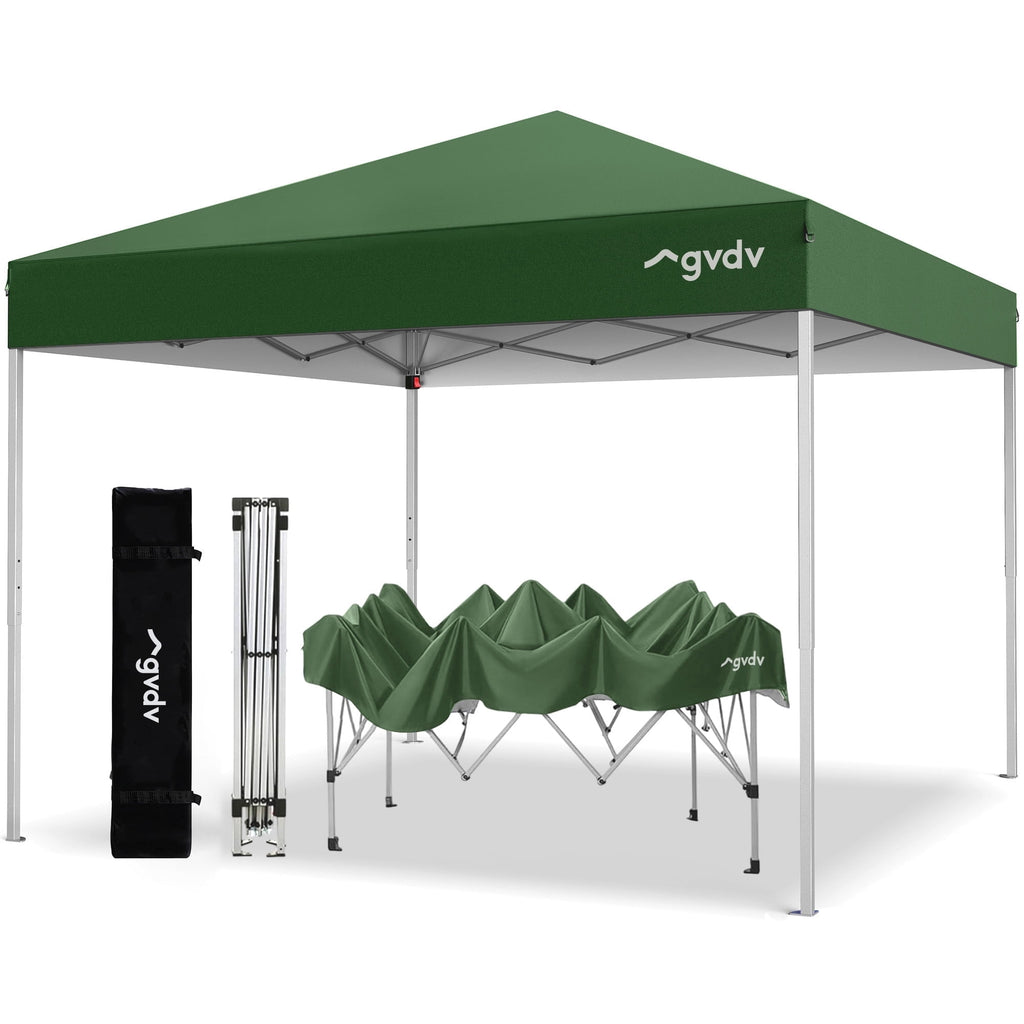 GVDV Canopy Tent, 10x10 ft Easy Pop up Outdoor Canopy Tent, Portable Straight Leg Gazebo Instant Canopy, Blue
