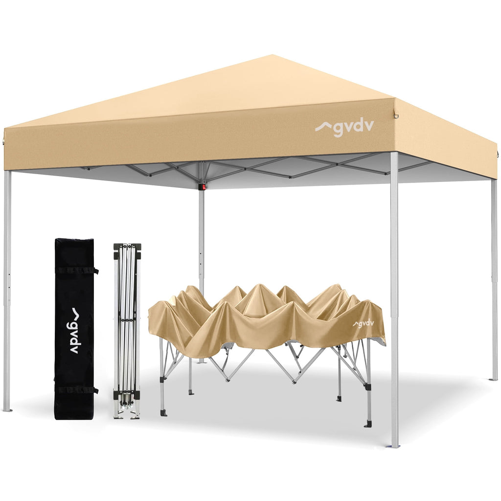 GVDV Canopy Tent, 10x10 ft Easy Pop up Outdoor Canopy Tent, Portable Straight Leg Gazebo Instant Canopy, Blue