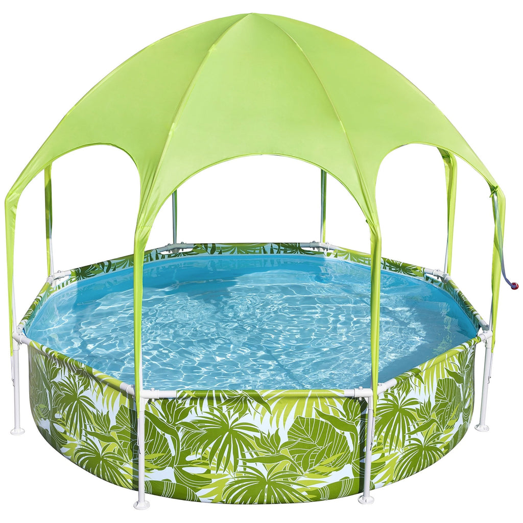 H2OGO!Splash-In-Shade Play Pool - 8' x 20 - 446 , UV Safe Shade Cover With Water Mister, Kids Pool
