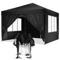 HOTEEL 10x10ft Popup Canopy Waterproof Canopy with 4 Sidewalls Outdoor Commercial Instant Shelter Beach Camping Canopy Tent for Party, Black