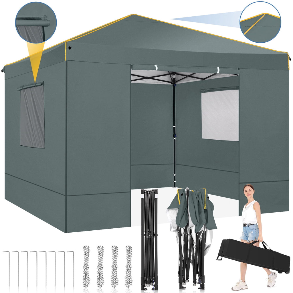HOTEEL Pop up Canopy Tent 10x10 Commercial Instant Canopy with 4 Sidewalls & Carry Bag,Portable Tent for Parties Beach Camping Party Event Shelter Sun Shade,Dark Blue