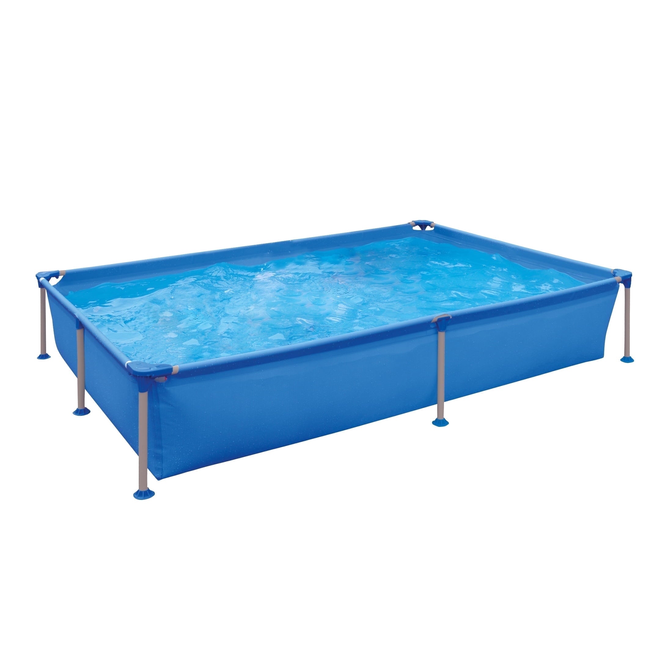 Honeydrill 6.2ft x 4.2ft x 16.5in Rectangular Metal Frame Above Ground Swimming Pool for Family, Blue