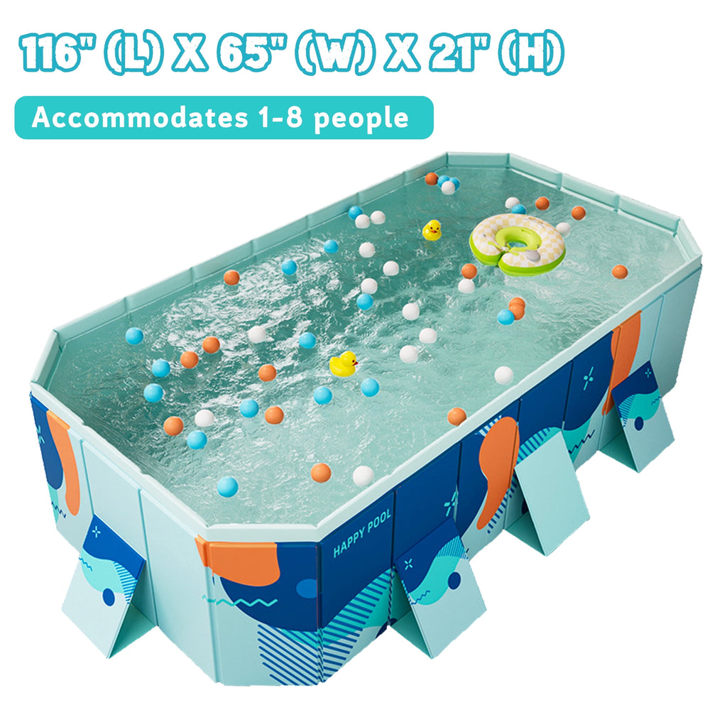 Hyindoor Outdoor Foldable Non-Inflatable Adults and Kids Swimming Pool Hard Plastic Anti-Slip for Lawn Garden Backyard（116 x 65 x 21）