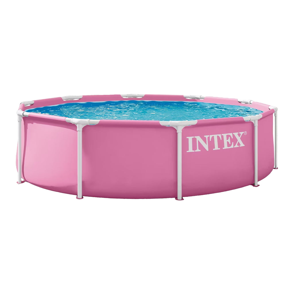 INTEX Rectangular Metal Frame 7ft x 23in Above Ground Swimming Pool, Pink
