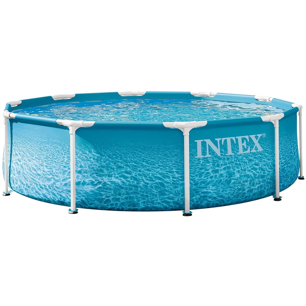 Intex: Beachside Metal Frame Pool - 10' x 30 - Above Ground Swimming, Puncture-Rust Resistant, T-Joint Setup, Family Water Play, 1185 Gal, 28206EP