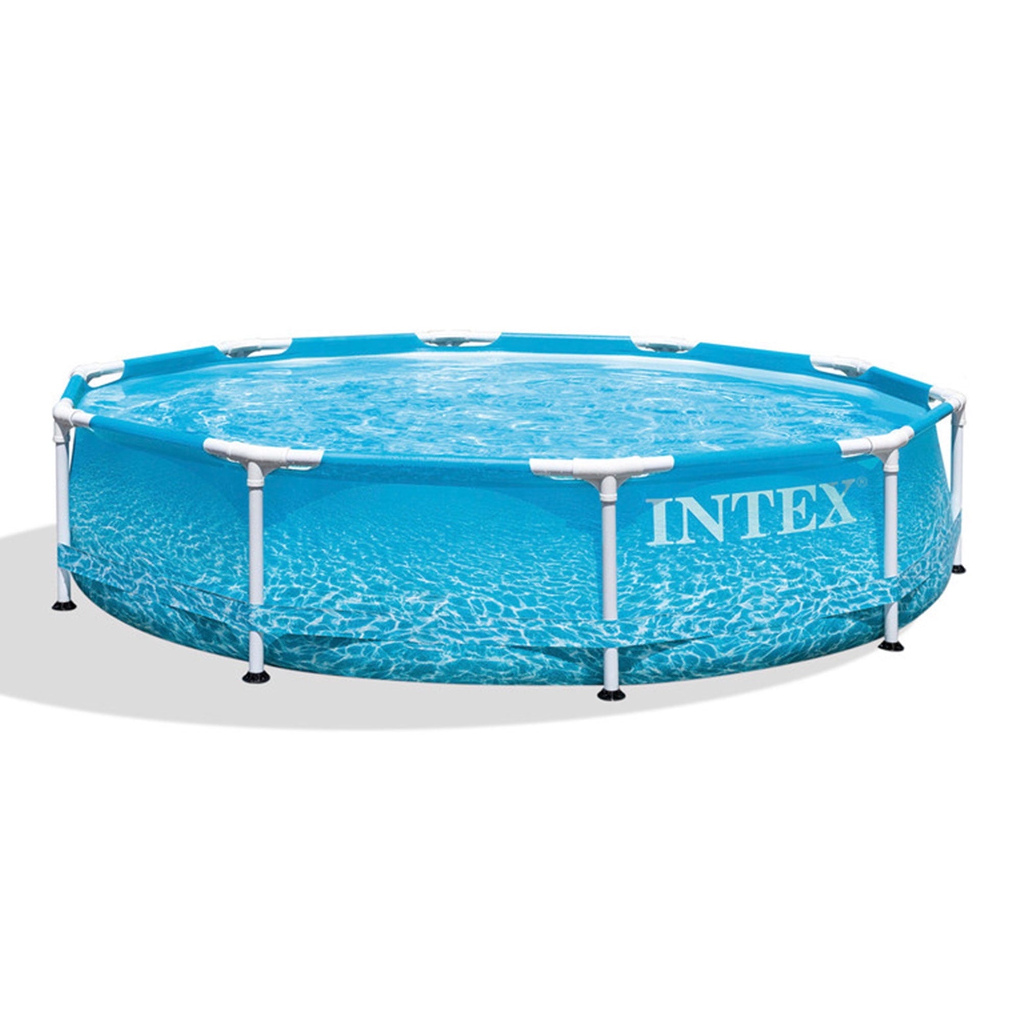 Intex: Beachside Metal Frame Pool - 10' x 30 - Above Ground Swimming, Puncture-Rust Resistant, T-Joint Setup, Family Water Play, 1185 Gal, 28206EP