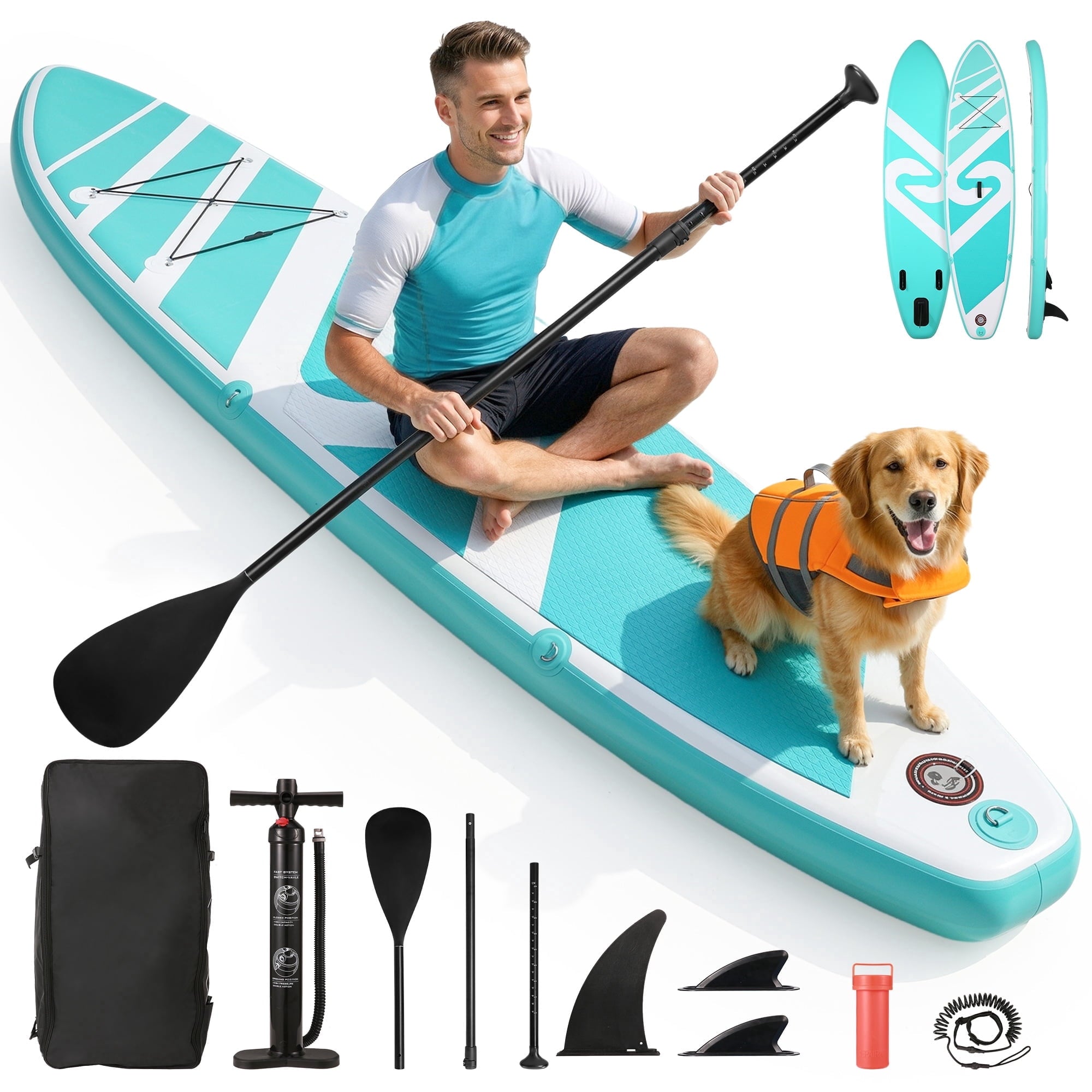 Naipo Inflatable Paddle Board Stand Up Paddle Board 6 in Thick with Sup Accessories and Carry Bag and Fast Pumping for Adults and Youth