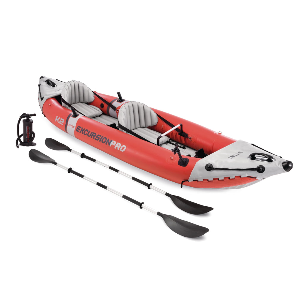 Intex Excursion Pro Inflatable 2 Person Vinyl Kayak with 2 Oars and Pump