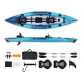 KFFKFF 2-Person Inflatable Kayak, 700LBS Capacity, Durable & Leak-Resistant Design with Padded Seats, PVC Drop-Stitch Floor, Dual Paddles, Hand Pump, and Carry Bag for Fishing and Camping
