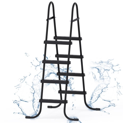 Ktaxon 52 4Step Steel Frame Above Ground Swimming Pool Ladder,Heavy Duty Double Sided Removable Pool Steps with Ladder Escape