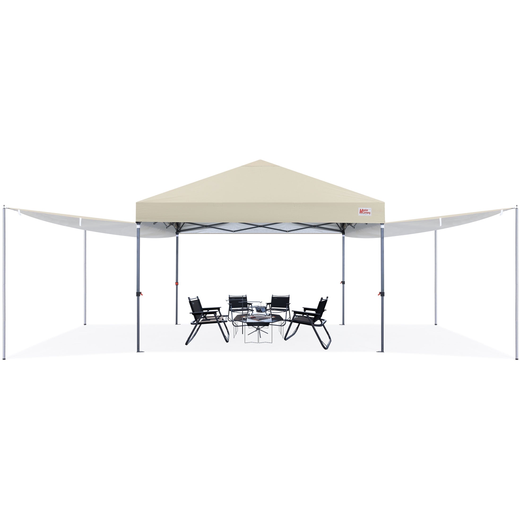 MASTERCANOPY 10 x 10ft Pop-up Canopy Tent with 2 Detachable Side Shades, White