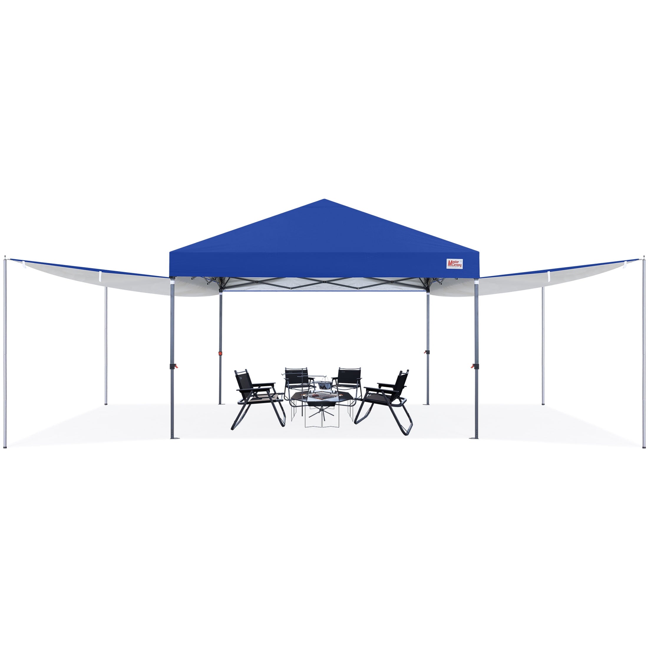 MASTERCANOPY 10 x 10ft Pop-up Canopy Tent with 2 Detachable Side Shades, White