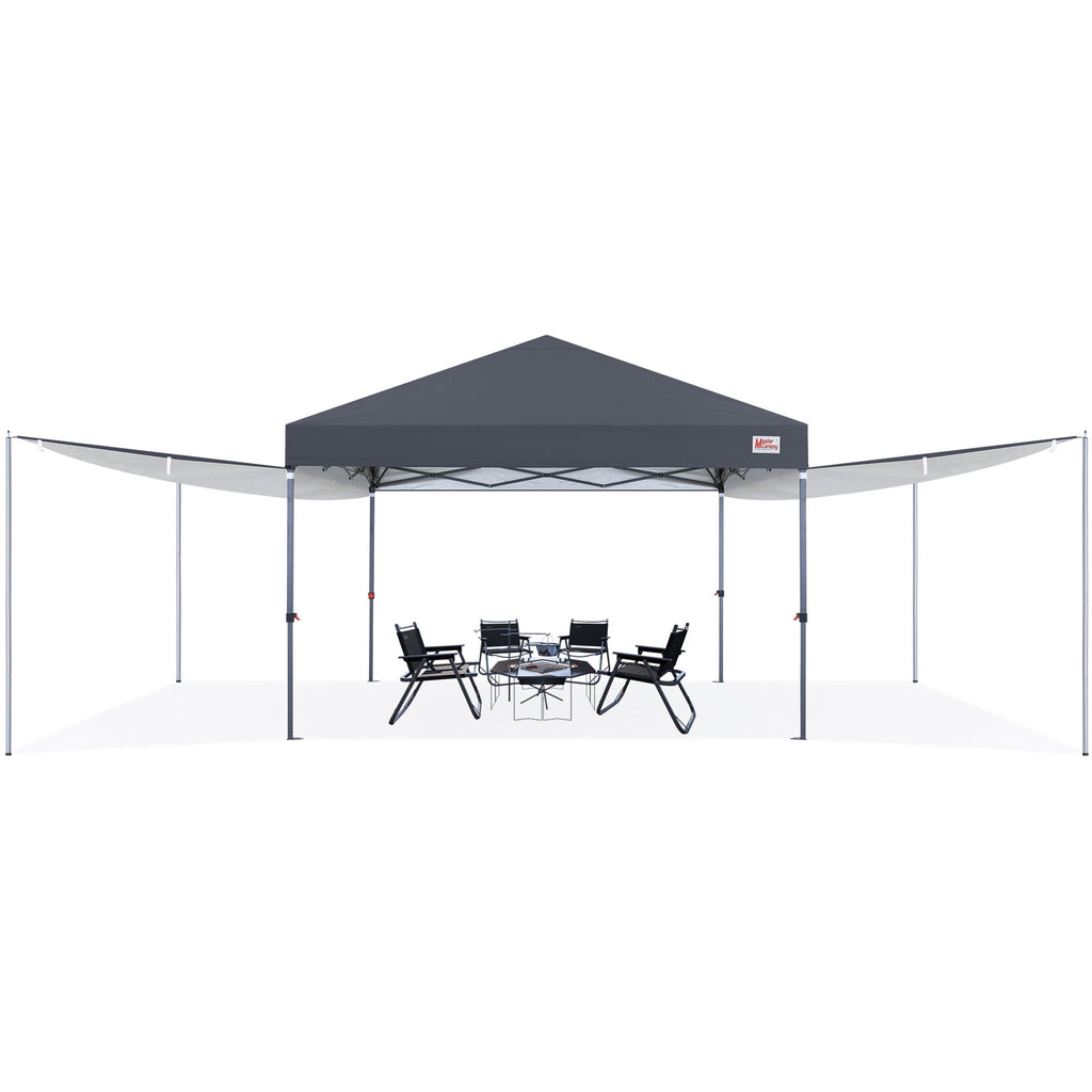 MASTERCANOPY 10 x 10ft Pop-up Canopy Tent with 2 Detachable Side Shades, White