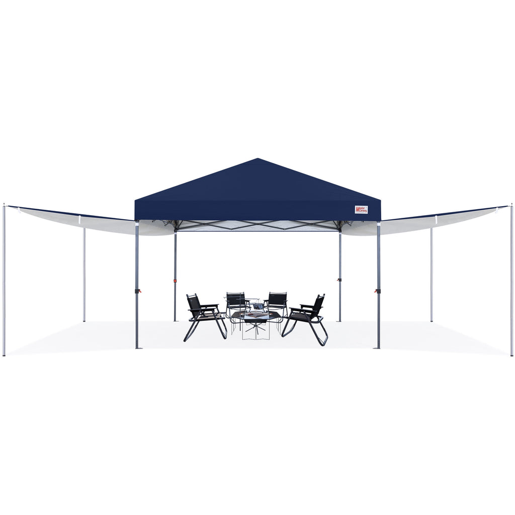 MASTERCANOPY 10 x 10ft Pop-up Canopy Tent with 2 Detachable Side Shades, White