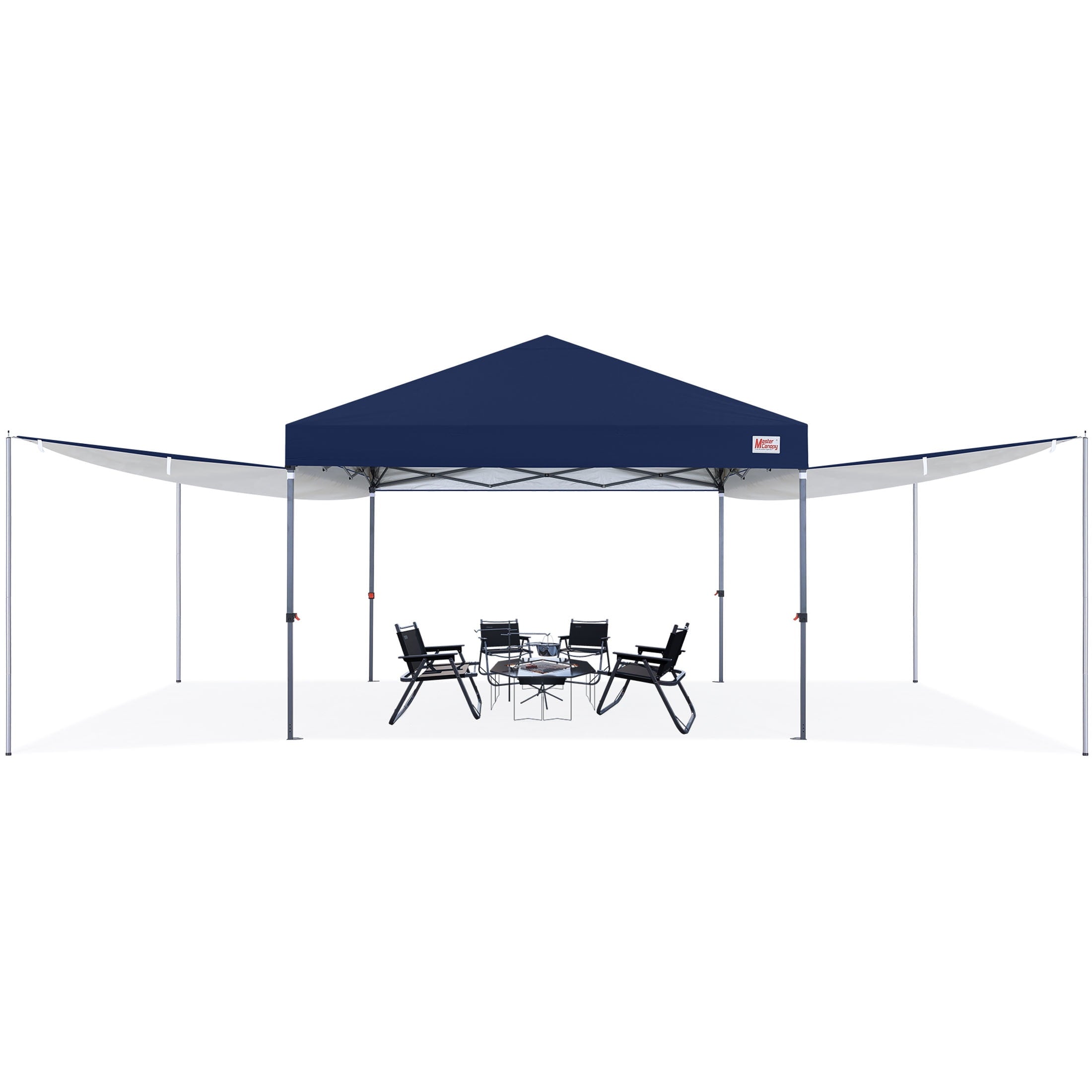 MASTERCANOPY 10 x 10ft Pop-up Canopy Tent with 2 Detachable Side Shades, White