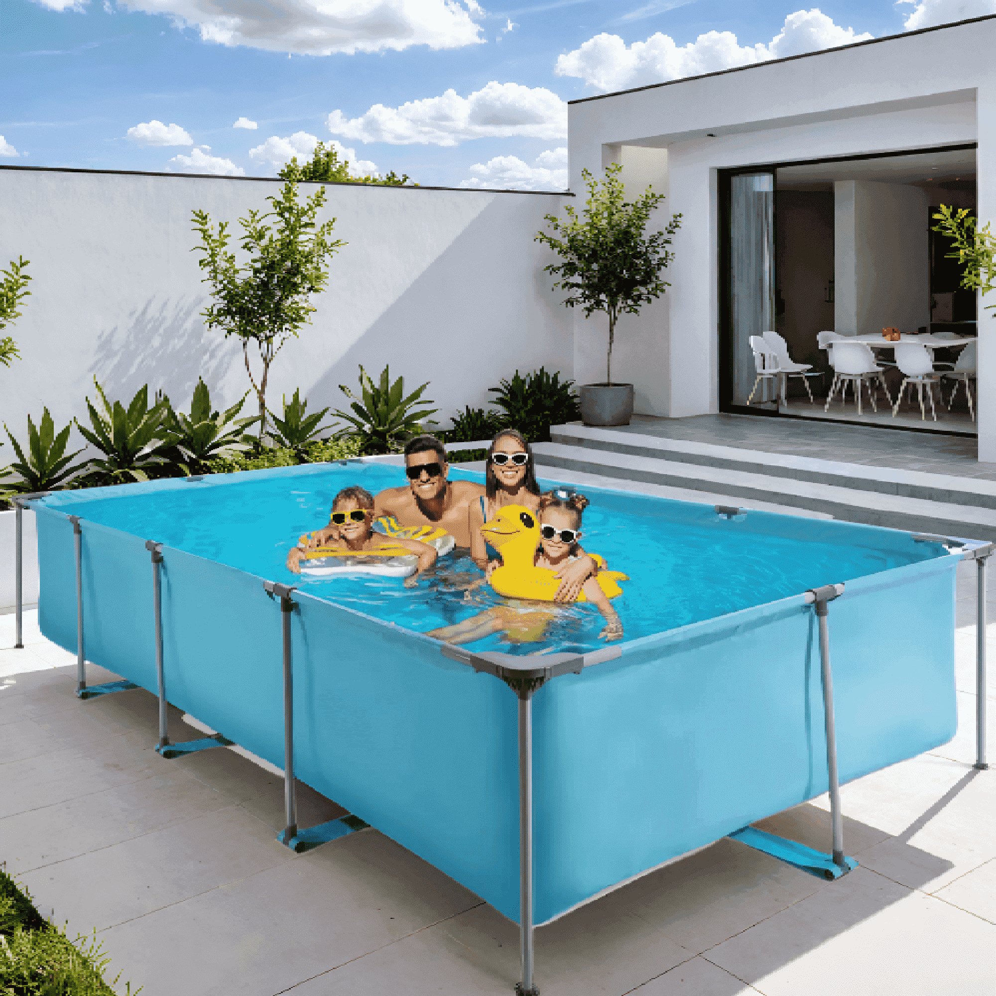 Naipo 15FT Above Ground Swimming Pool for Backyard Large Steel Frame Upgraded PVC Swimming Pools for Family and Pets with 177 × 86in