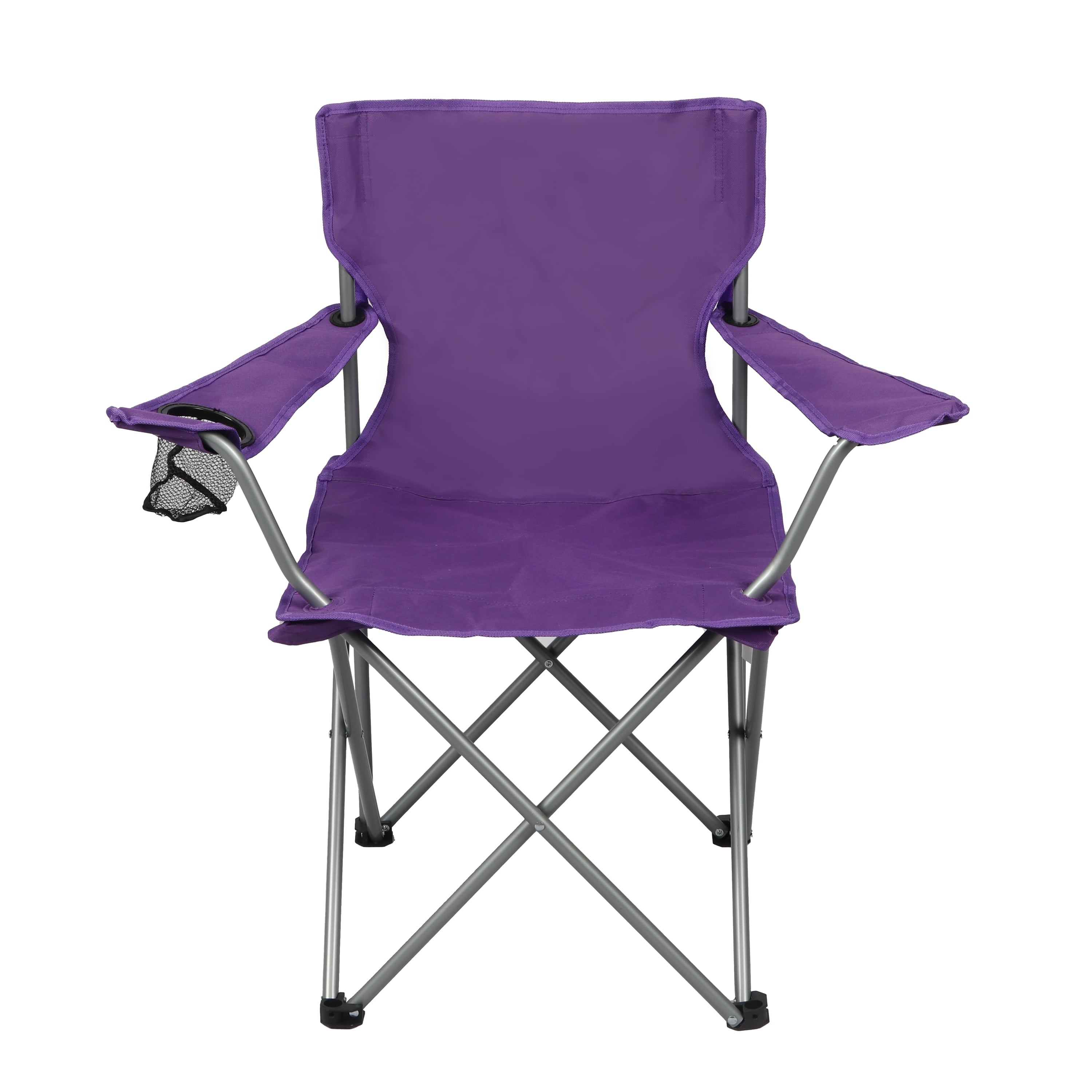 Ozark Trail Quad Folding Camp Chair with Cup Holder, Black