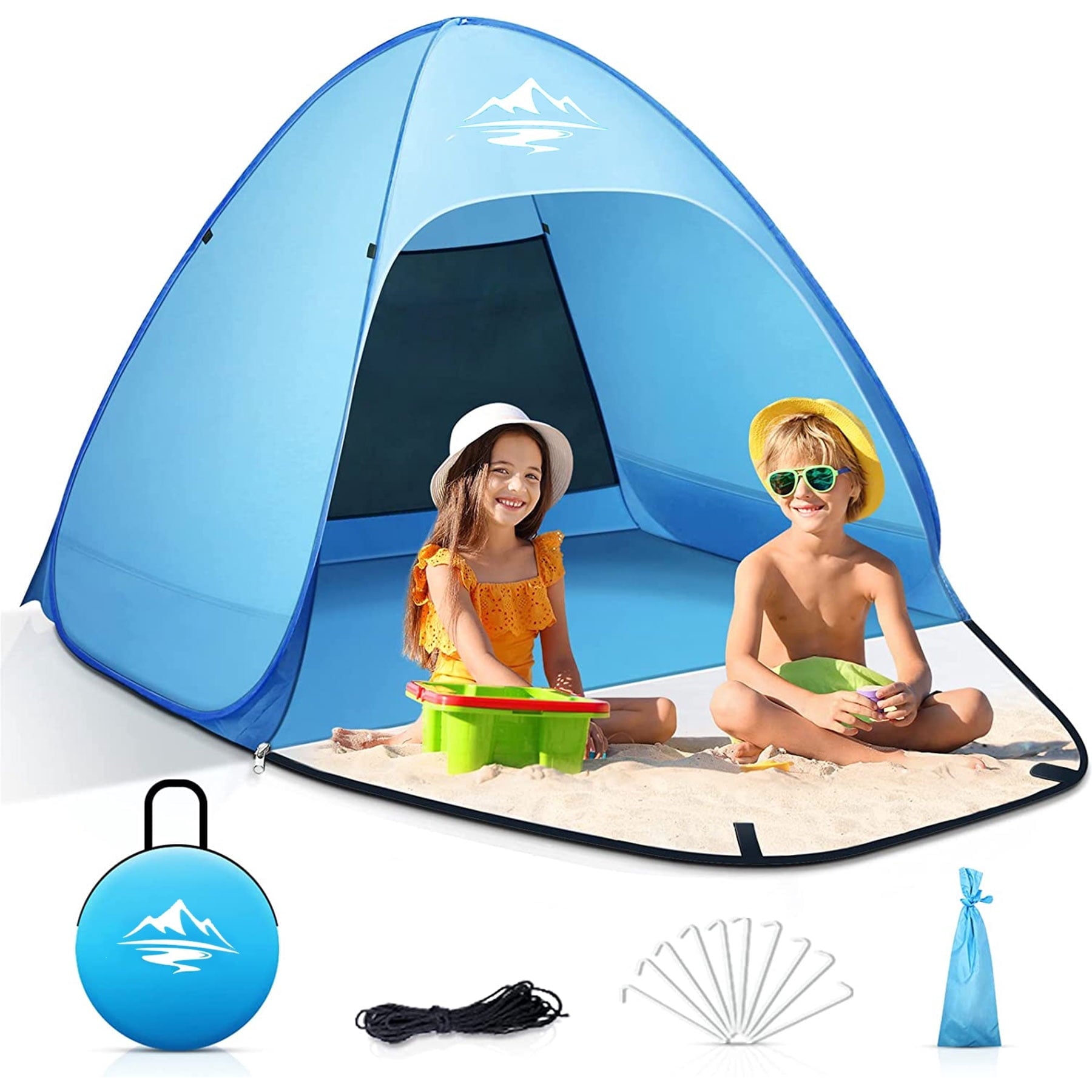Pop up Beach Tent,  1-2 Person Portable Sun Shelter with UV 50+ Protection for Seaside and Picnic, Sky Blue