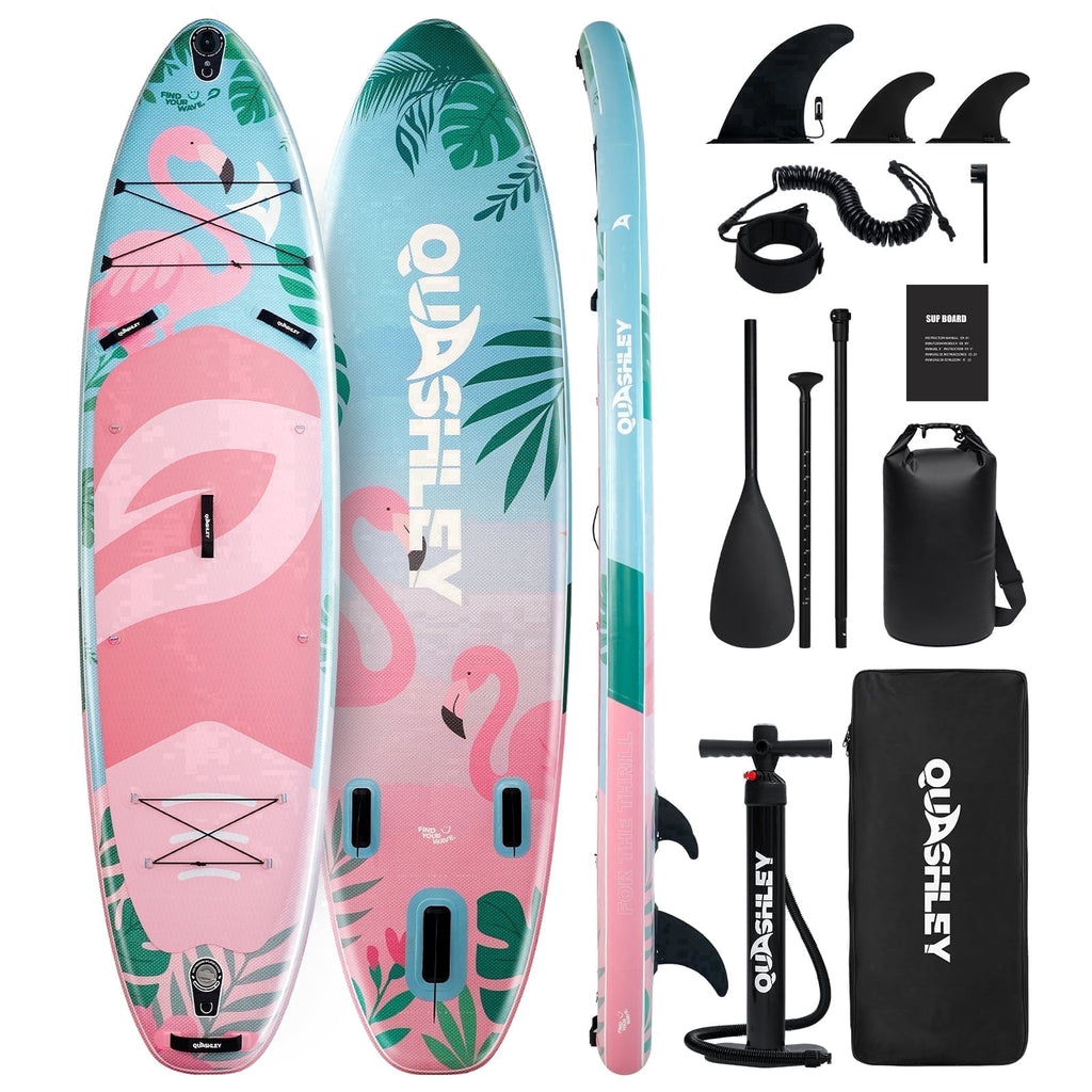 Quashley Inflatable Paddle Board 11' x 34 Wide All-Around SUP with Paddle, Pump, Backpack & Leash
