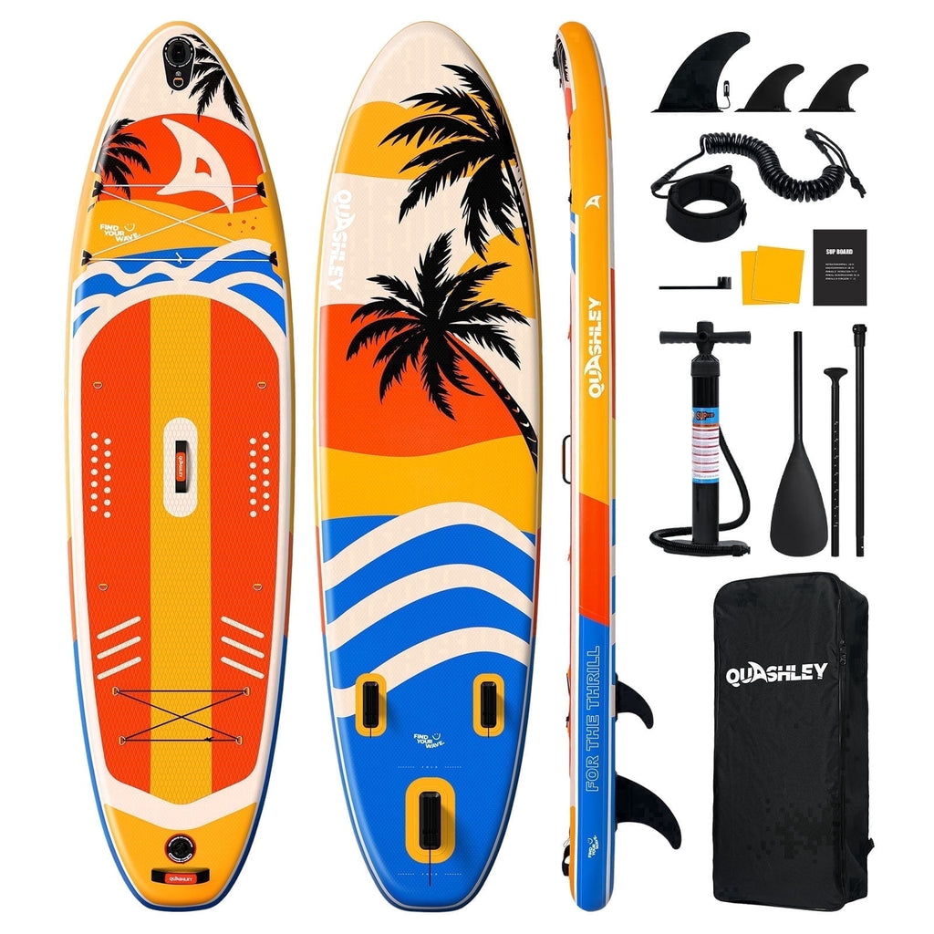 Quashley Inflatable Paddle Board 11' x 34 Wide All-Around SUP with Paddle, Pump, Backpack & Leash