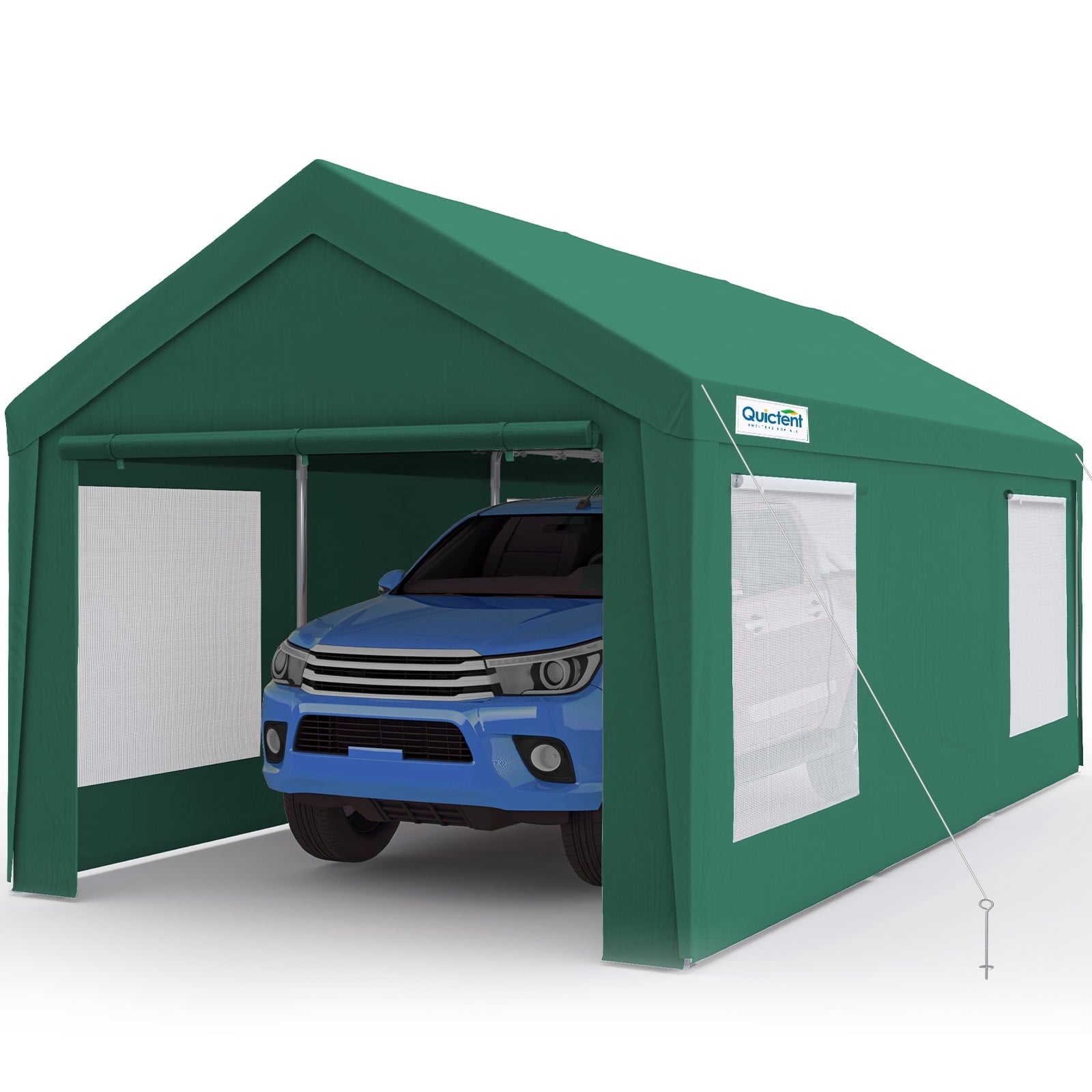 Quictent 10x20 ft Heavy Duty Carport Canopy Galvanized Car Tent Outdoor Garage Boat Shelter with Reinforced Structure, No Sidewall - White
