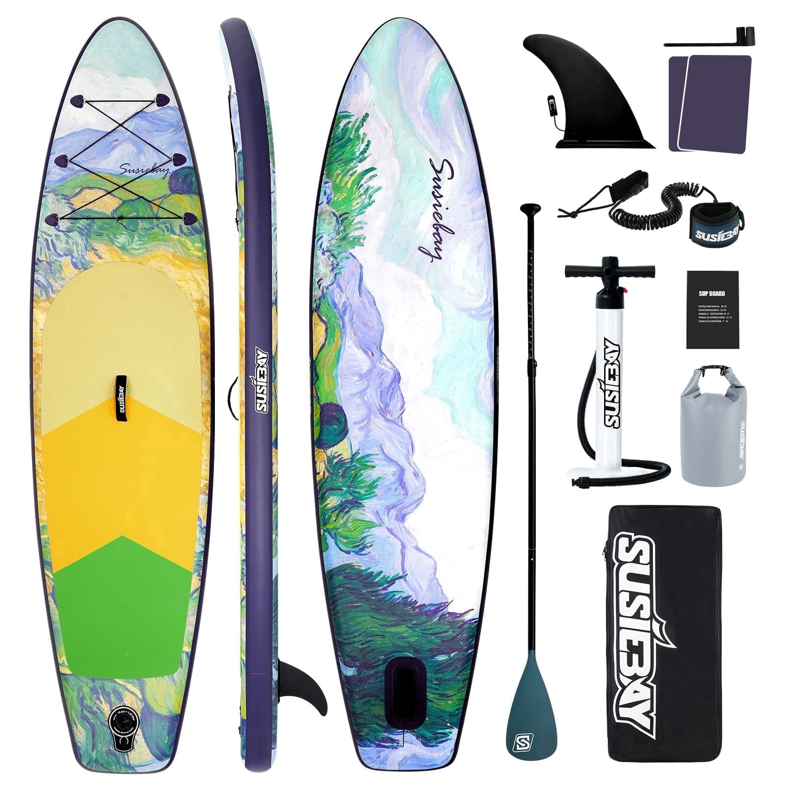 Rayocon Inflatable Paddle Board for Adults, 10'6 Stand Up Paddle Board, Wide Stable Touring SUP with Pump and Dry Bag