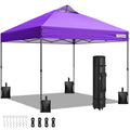 SPECSTAR 8x8ft Pop-up Canopy Tent One Push Setup Instant Tent with Center Lock, Wheel Carry Bag and 4 Sandbags for Events Parties, Purple
