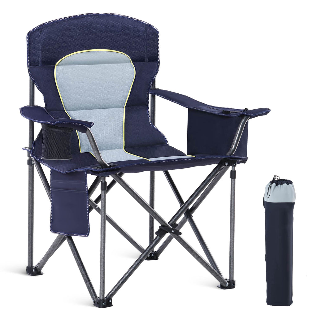 Sophia & William 2 Pack Oversized Camping Chair Heavy-Duty Steel Frame Supports 450Lbs, Foldable Outdoor Lawn Chair with Cup Holder for Backyard & Camping, Black