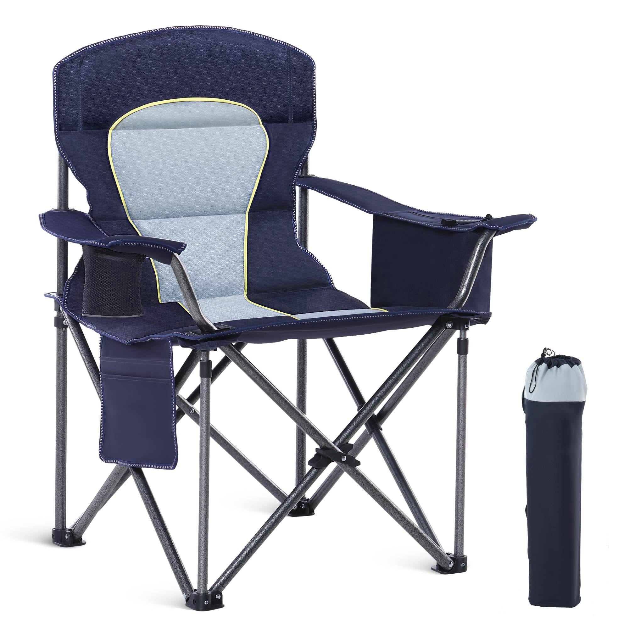 Sophia & William 2 Pack Oversized Camping Chair Heavy-Duty Steel Frame Supports 450Lbs, Foldable Outdoor Lawn Chair with Cup Holder for Backyard & Camping, Black