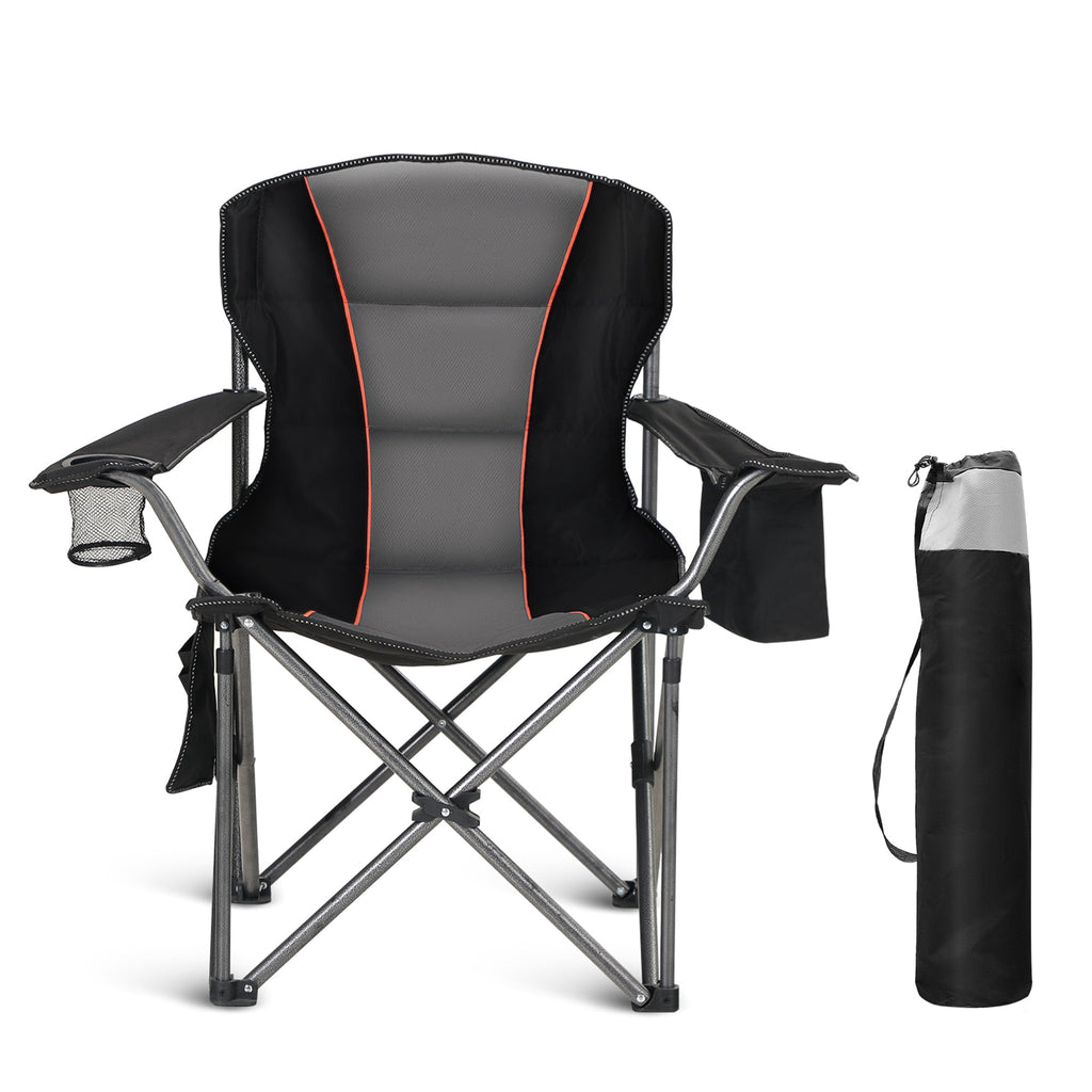 Sophia & William 2 Pack Oversized Camping Chair Heavy-Duty Steel Frame Supports 450Lbs, Foldable Outdoor Lawn Chair with Cup Holder for Backyard & Camping, Black