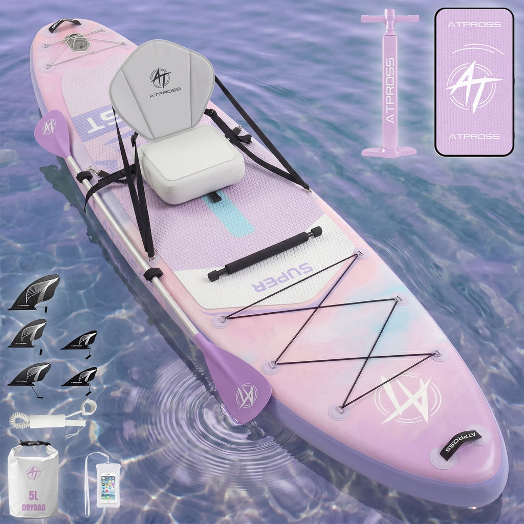 Ultifit Inflatable Paddle Board Extra Wide 500 Lbs Capacity Anti-Slip Design with SUP Accessories and Seat 12' x 36