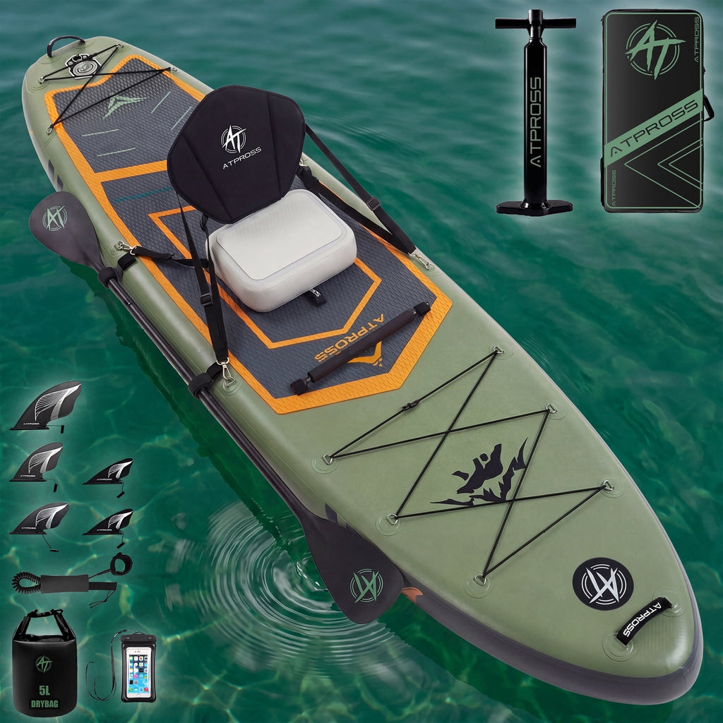 Ultifit Inflatable Paddle Board Extra Wide 500 Lbs Capacity Anti-Slip Design with SUP Accessories and Seat 12' x 36