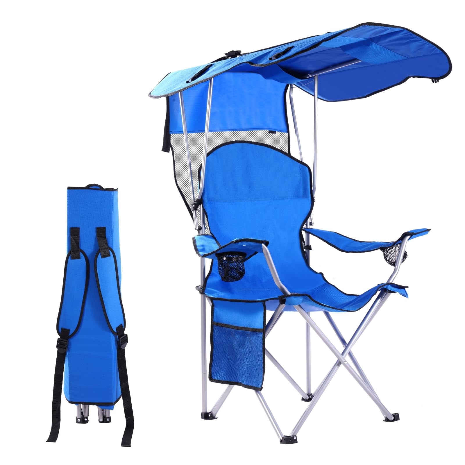 VTOY Camping Chair with Canopy Portable Canopy Camping Chairs with Shade for Outside Folding Beach Chairs with Shade for Adults(Olive Green)