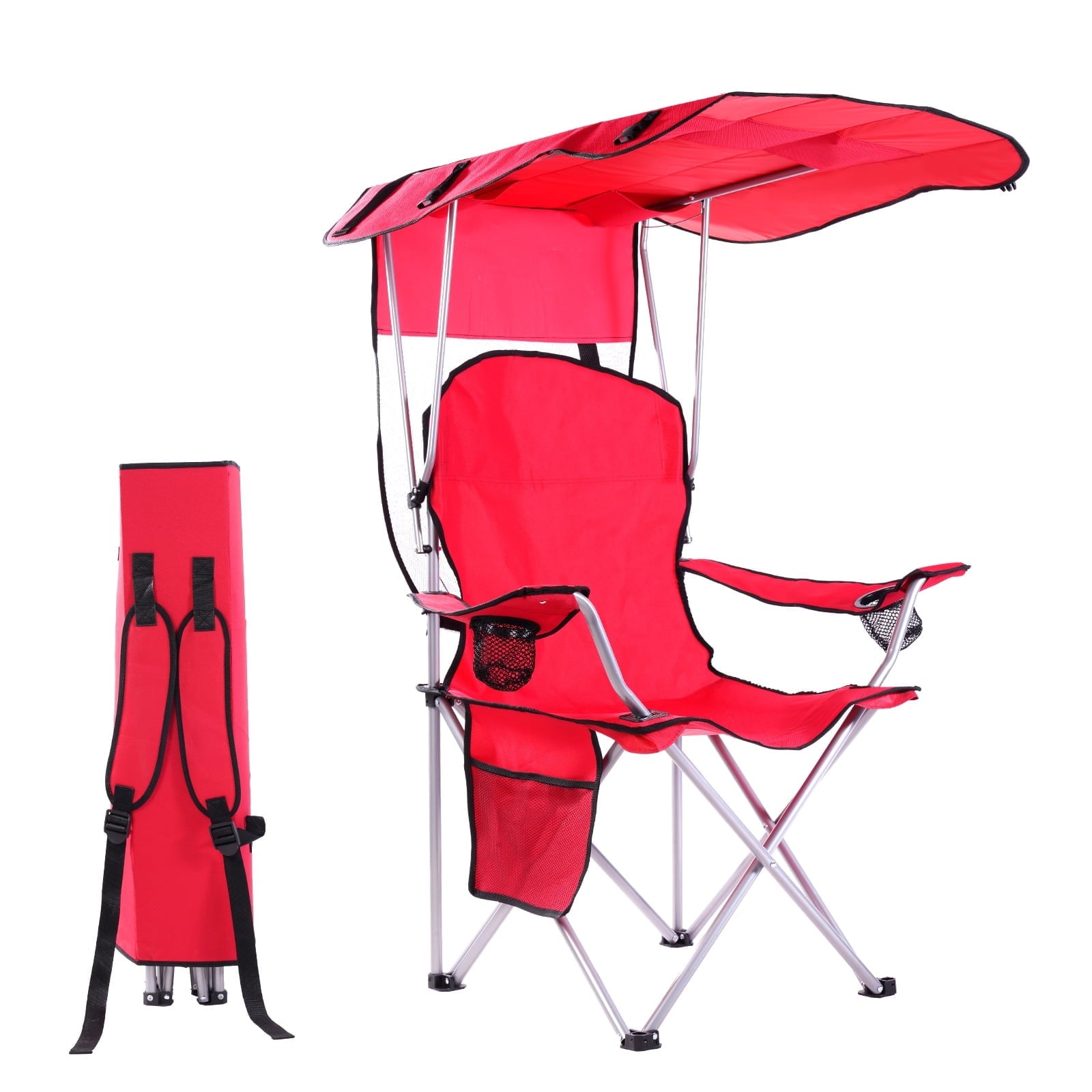 VTOY Camping Chair with Canopy Portable Canopy Camping Chairs with Shade for Outside Folding Beach Chairs with Shade for Adults(Olive Green)