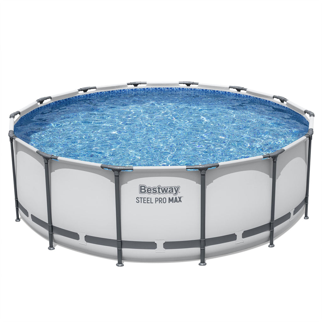 Bestway Steel Pro MAX 15'x42 Metal Frame Above Ground Pool Set w/ Pump, Ladder, & Cover