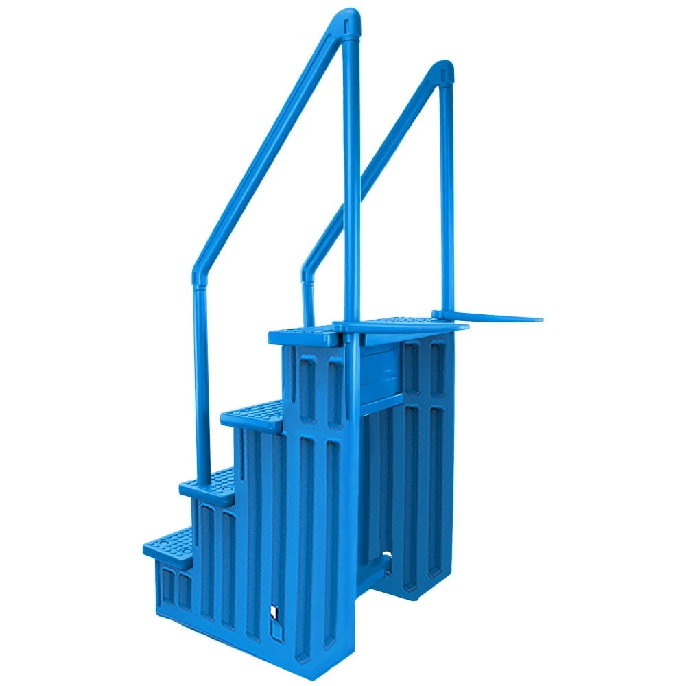 Aqua Select White Outside Flip-up Safety Ladder for Above Ground Pools 48-54H