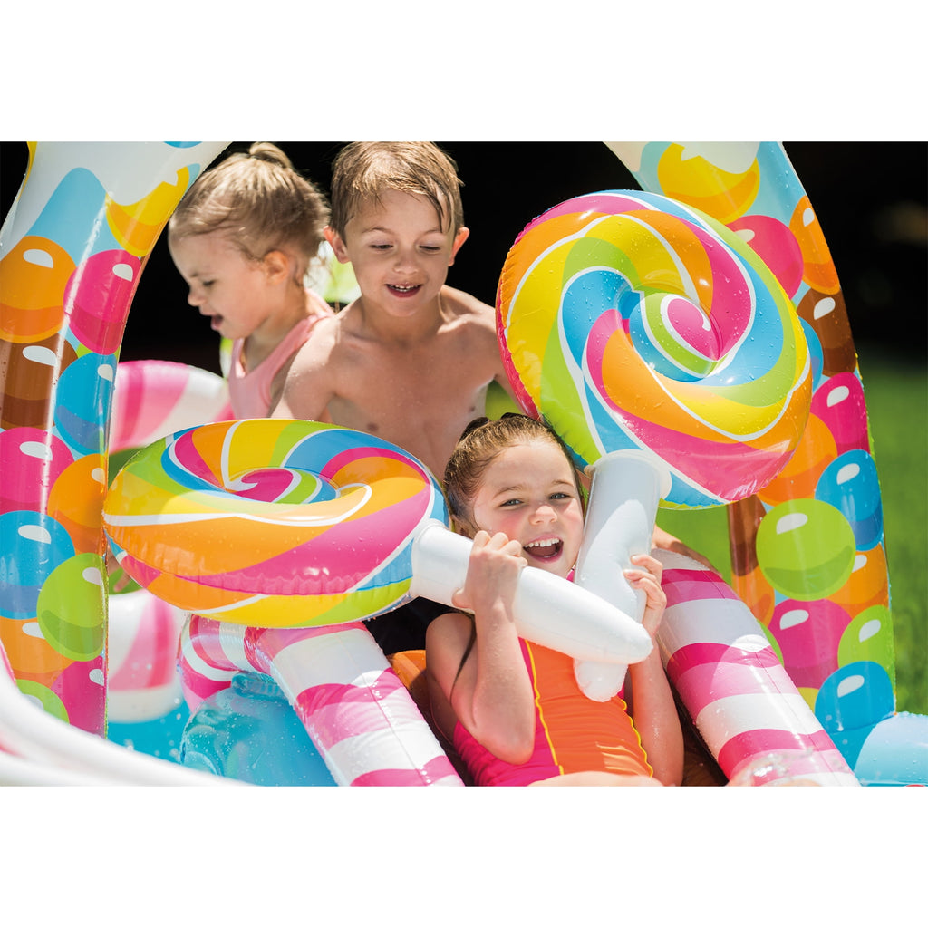 Intex Kids Inflatable Candy Zone Swim Play Center Kids Splash Pool w/ Waterslide