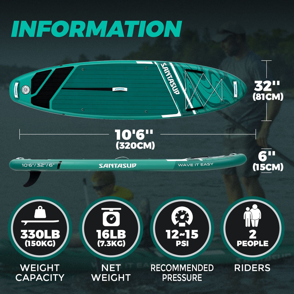 Santasup Blow Up Paddle Board Inflatable Paddle Board For Adults, 10ft Stand Up Paddleboard, Sup Board With Sup Accessories, Non-Slip Deck, Adjustable Paddle, Travel Backpack Wide Stance Pink