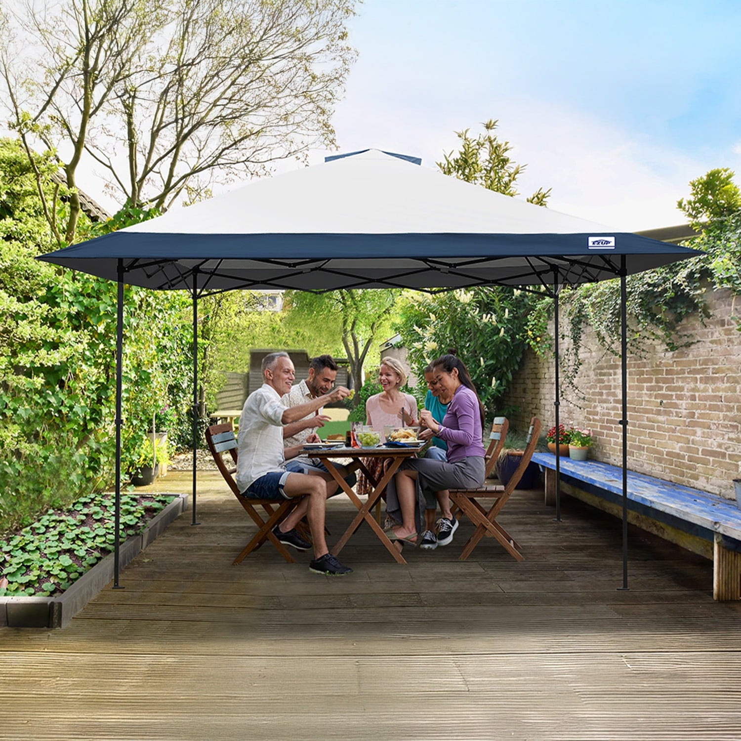 E-Z UP 13x13 ONE-UP Instant Canopy Tent – Pop Up Outdoor Shade Tent with Vented Top, Adjustable Height & Roller Bag