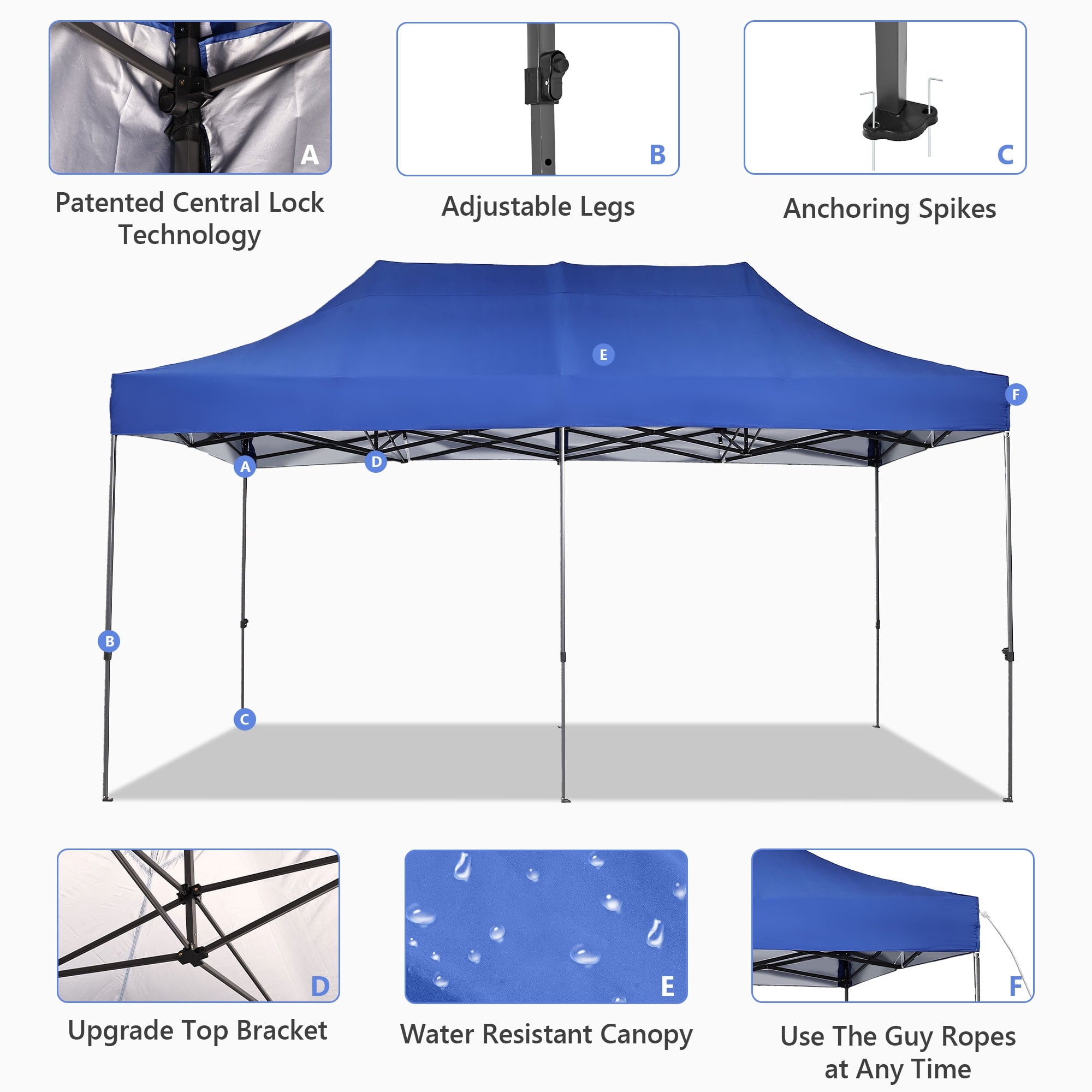 Ainfox 5-Piece Sidewalls for 10x20 Pop Up Canopy Tent, 420D Oxford PVC Waterproof Sun Shade Privacy Walls with Windows & Zippers, White