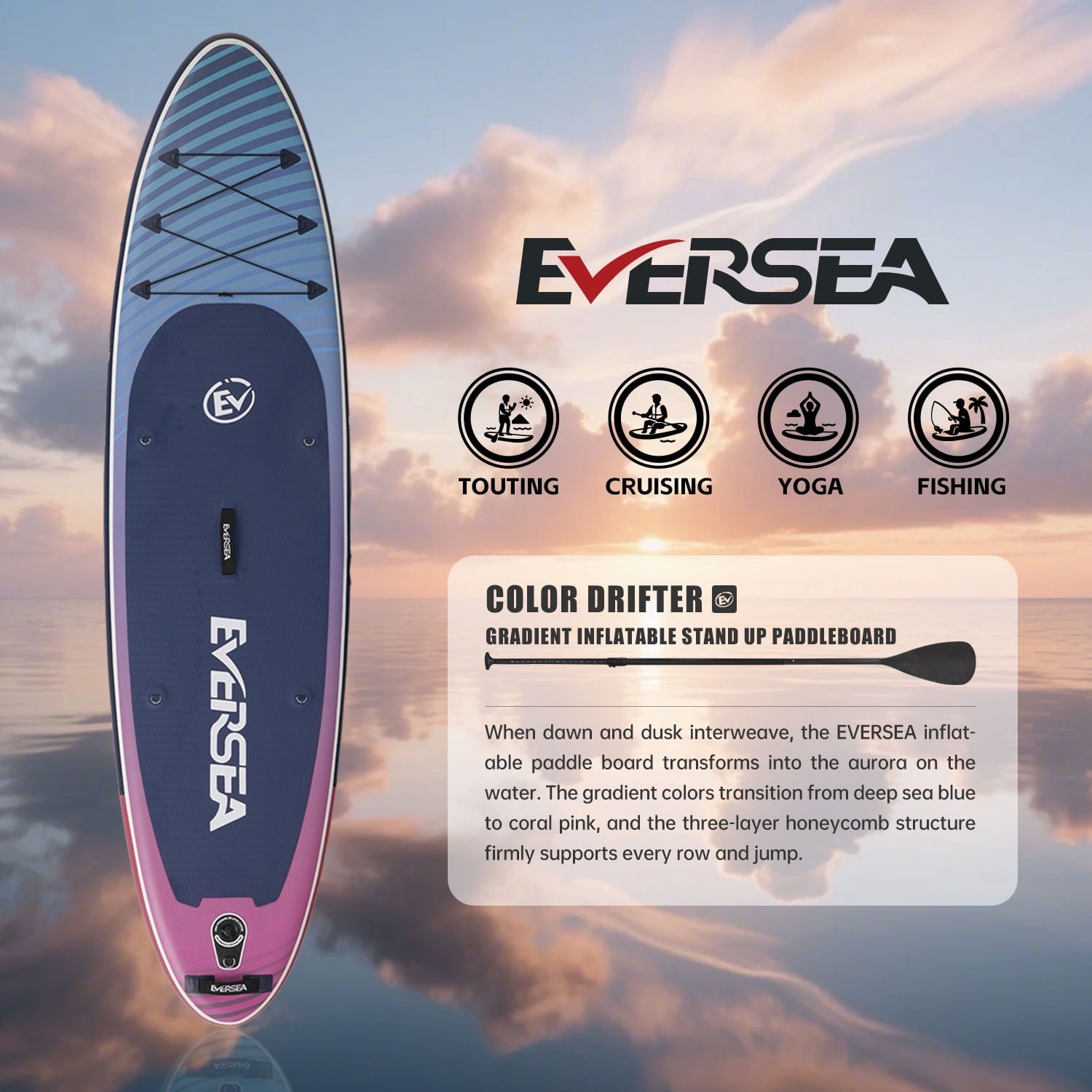 MSEASFREE 10' Inflatable Stand up Paddle Board,with Premium SUP Paddle Board Accessories,Non-Slip Comfort Deck for Youth & Adults