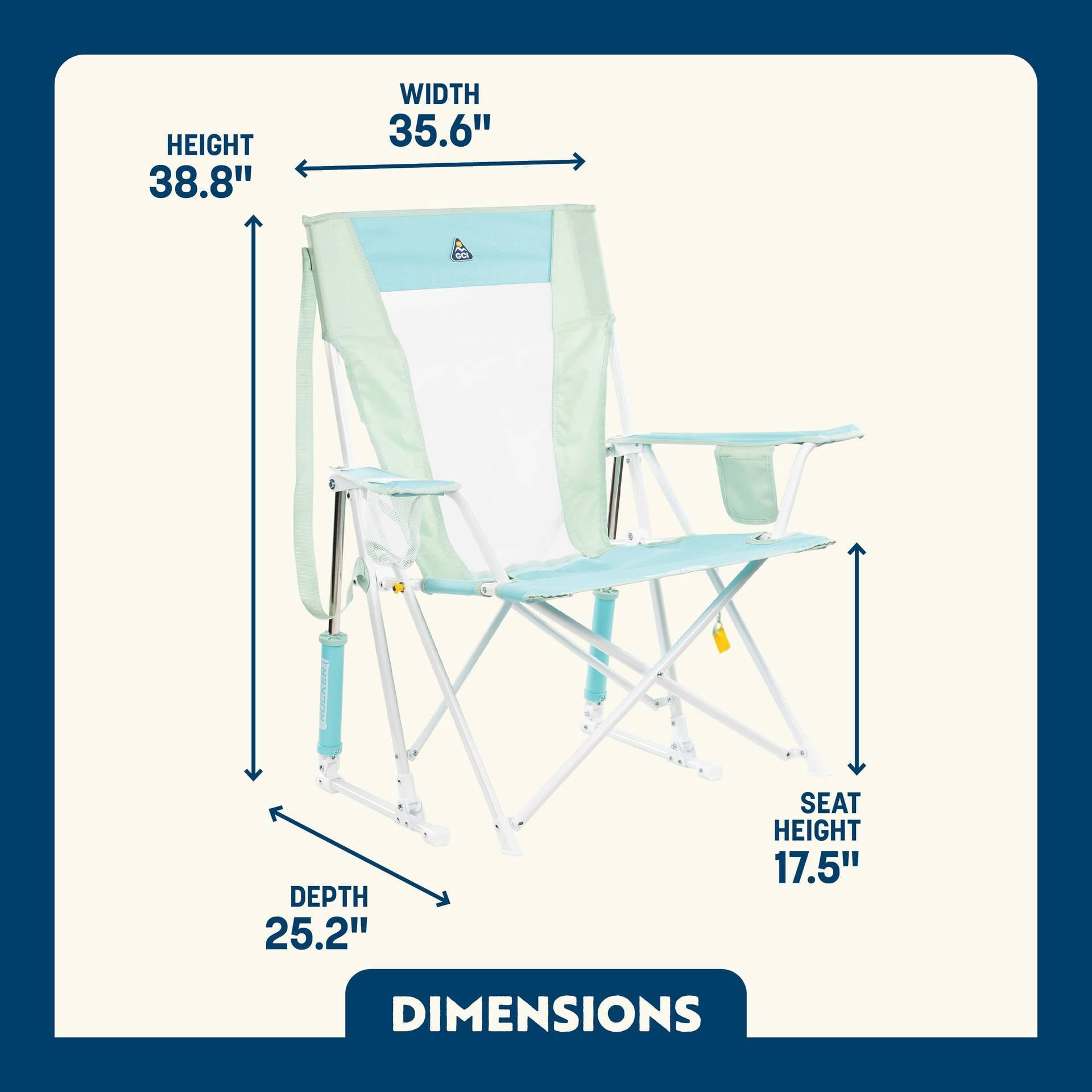 GCI Outdoor Comfort Pro Rocker Camping Chair with Mesh Backrest, Pastel Green Colorblock