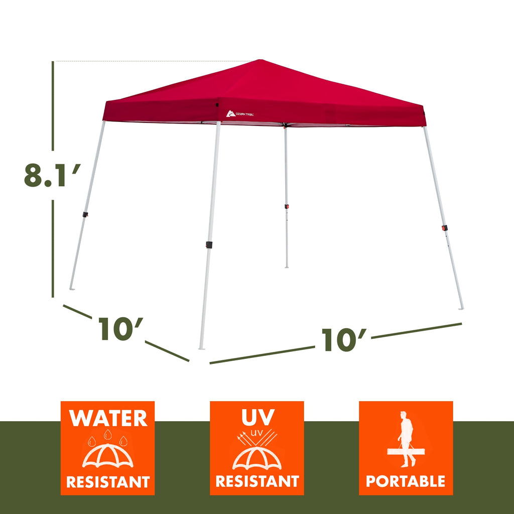 Ozark Trail 10' x 10' Instant Slant Leg Pop-up Outdoor Canopy, Blue