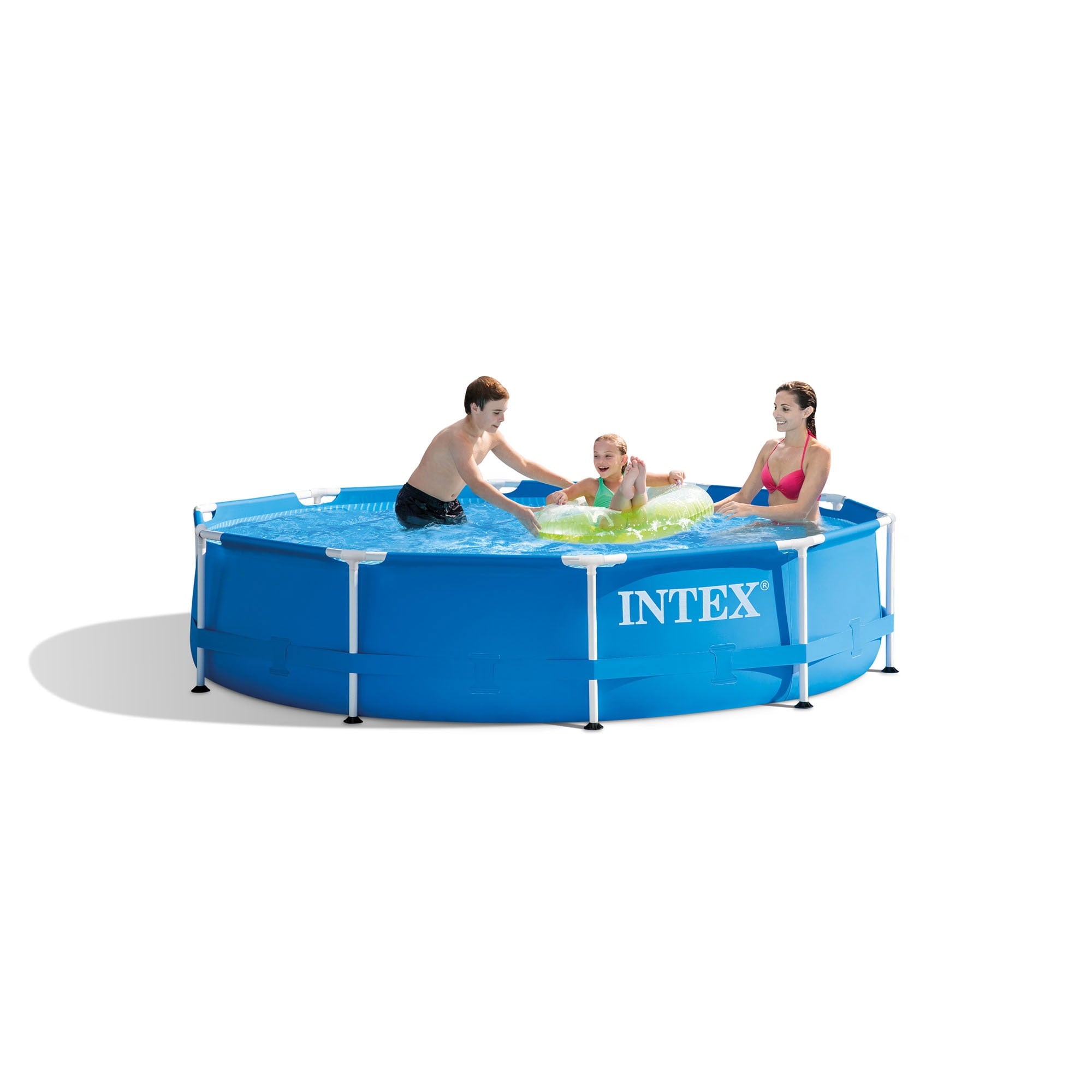 Intex 10 x 2.5 Foot Round Metal Frame Above Ground Swimming Pool, Blue