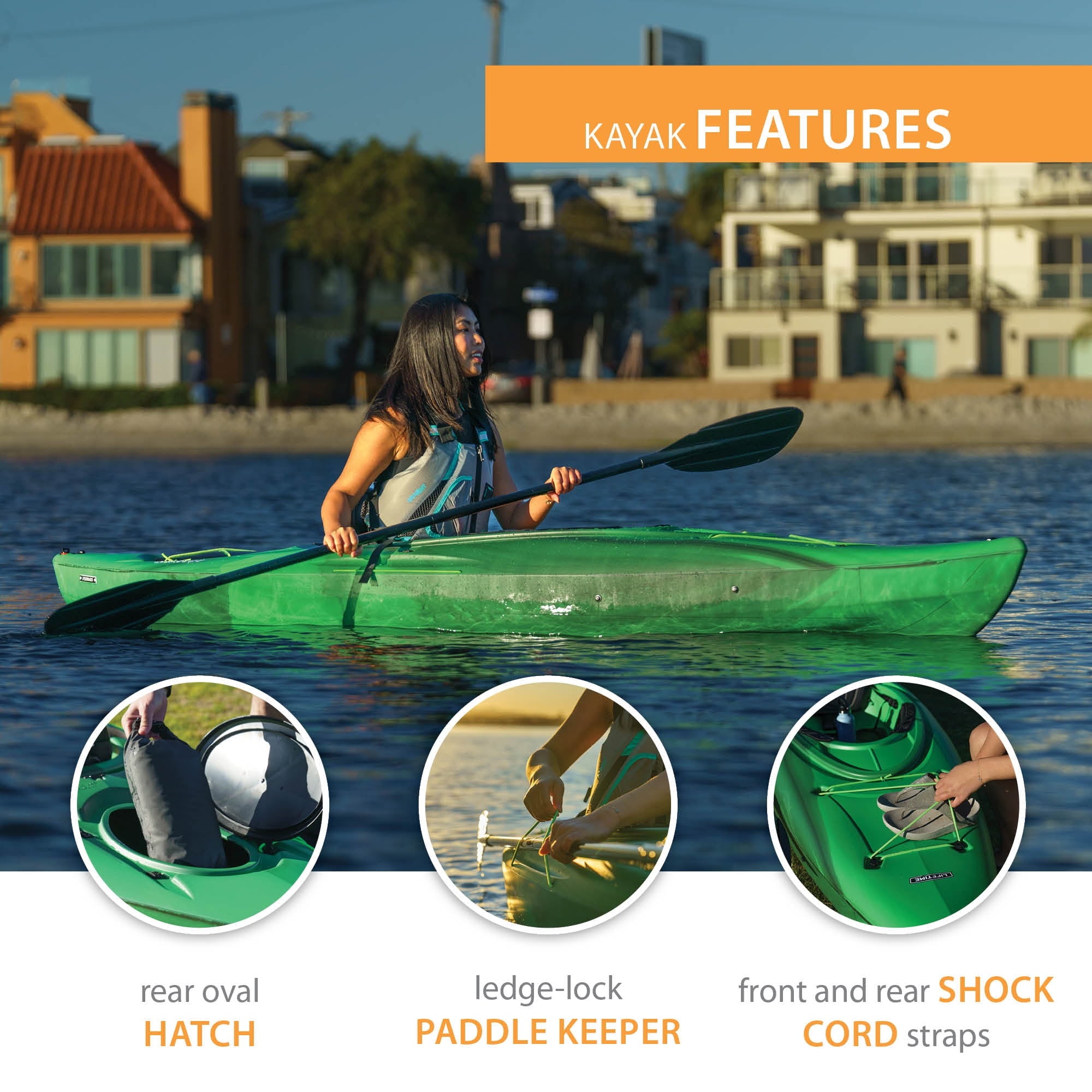 Lifetime Guster 10 ft Sit-Inside Kayak with Paddle, Emerald Fusion (91354)