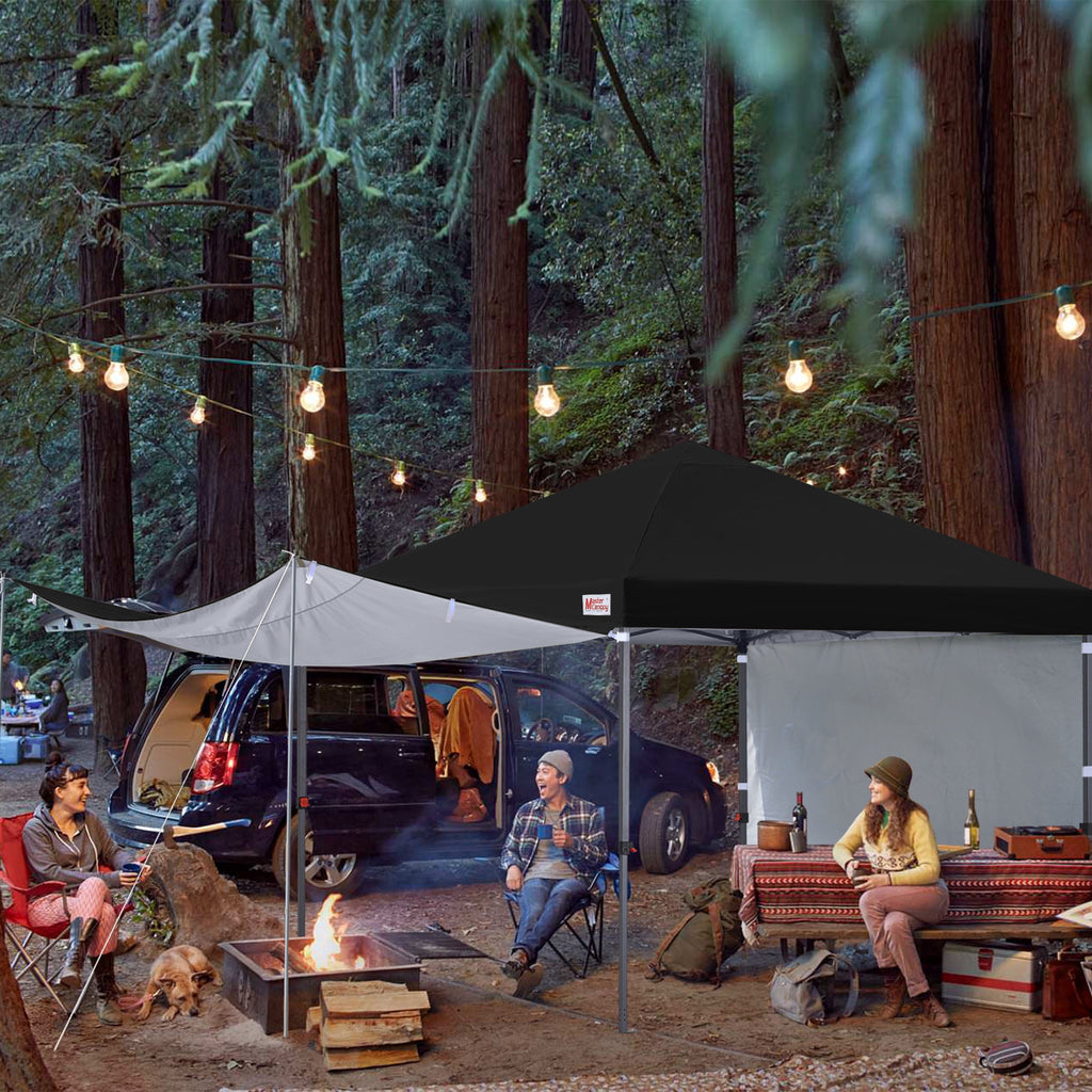 MASTERCANOPY 10 x 10ft Pop-up Canopy Tent with 2 Detachable Side Shades, White