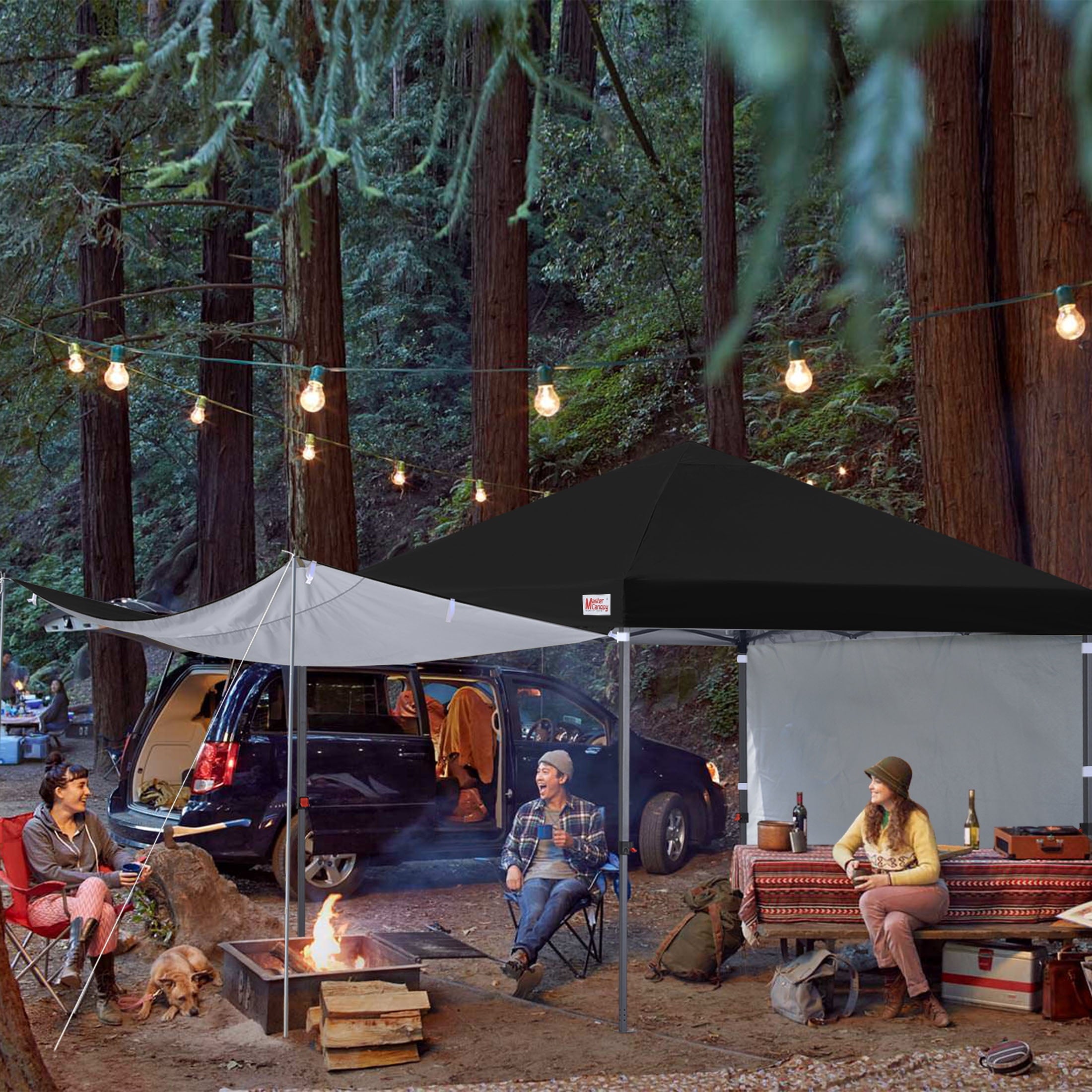 MASTERCANOPY 10 x 10ft Pop-up Canopy Tent with 2 Detachable Side Shades, White